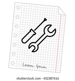 Web line icon. Wrench and screwdriver
