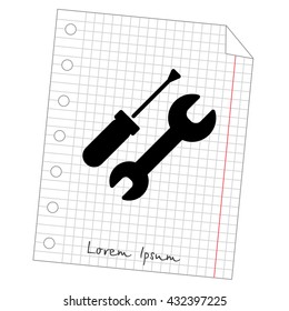 Web line icon. Wrench and screwdriver