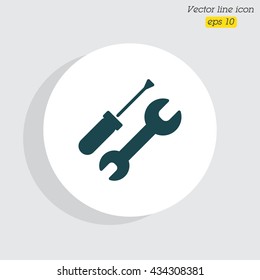 Web line icon. Wrench and screwdriver
