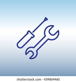 Web line icon. Wrench and screwdriver