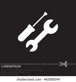 Web line icon. Wrench and screwdriver
