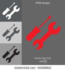 Web line icon. Wrench and screwdriver