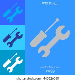 Web line icon. Wrench and screwdriver