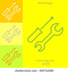 Web line icon. Wrench and screwdriver