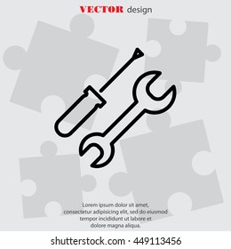 Web line icon. Wrench and screwdriver