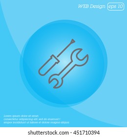 Web line icon. Wrench and screwdriver