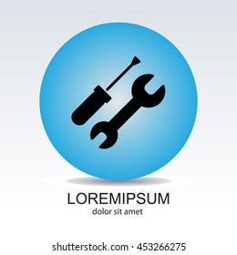 Web line icon. Wrench and screwdriver