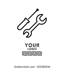 Web line icon. Wrench and screwdriver