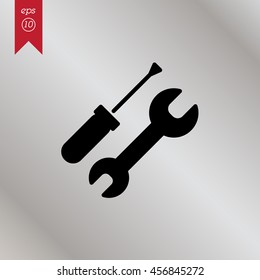 Web line icon. Wrench and screwdriver