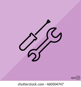 Web line icon. Wrench and screwdriver