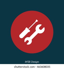 Web line icon. Wrench and screwdriver