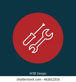Web line icon. Wrench and screwdriver