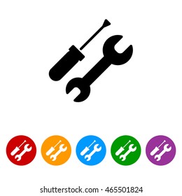 Web line icon. Wrench and screwdriver