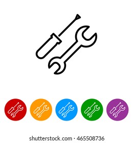 Web line icon. Wrench and screwdriver