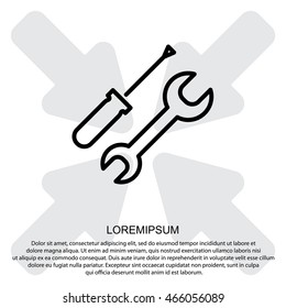 Web line icon. Wrench and screwdriver