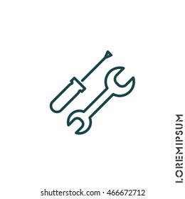 Web line icon. Wrench and screwdriver