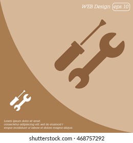 Web line icon. Wrench and screwdriver