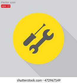 Web line icon. Wrench and screwdriver