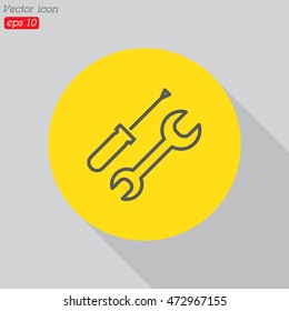 Web line icon. Wrench and screwdriver