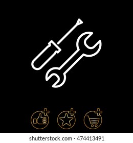 Web line icon. Wrench and screwdriver