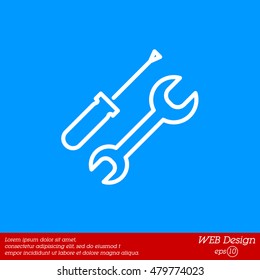 Web line icon. Wrench and screwdriver