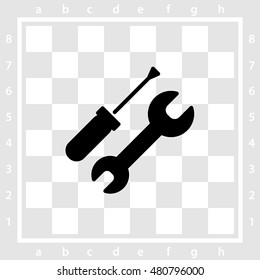 Web line icon. Wrench and screwdriver