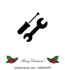 Web line icon. Wrench and screwdriver