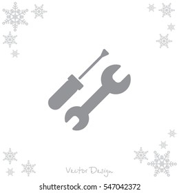 Web line icon. Wrench and screwdriver