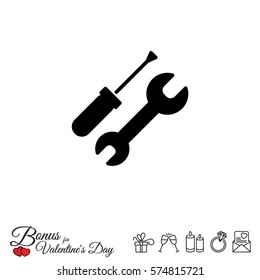 Web line icon. Wrench and screwdriver