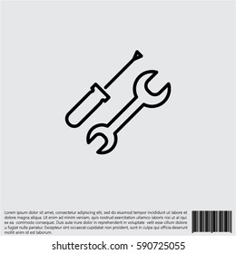 Web line icon. Wrench and screwdriver