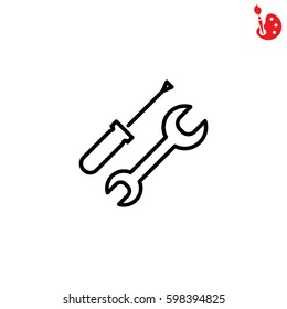 Web line icon. Wrench and screwdriver