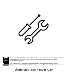 Web line icon. Wrench and screwdriver