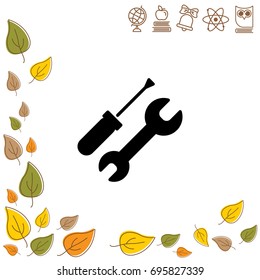 Web line icon. Wrench and screwdriver