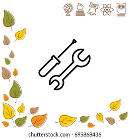 Web line icon. Wrench and screwdriver
