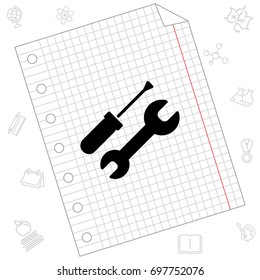 Web line icon. Wrench and screwdriver