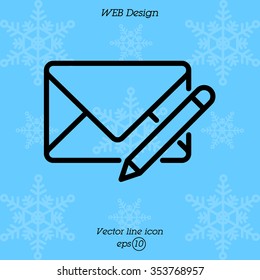 Web line icon. Write message