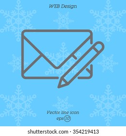 Web line icon. Write message