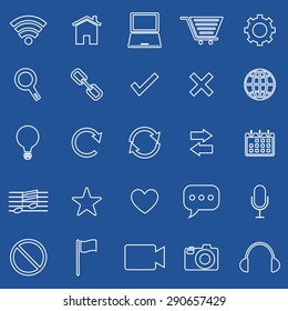 Web line icons on blue background, stock vector