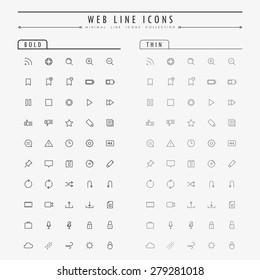 web line icons on bold and thin line concept vector