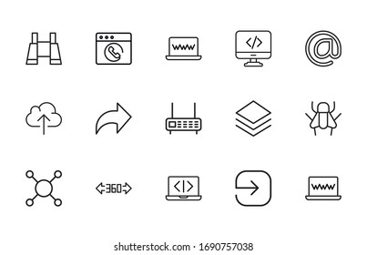 Web line icons set. Stroke vector elements for trendy design. Simple pictograms for mobile concept and web apps. Vector line icons isolated on a white background. 