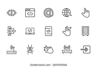 Web line icons set. Stroke vector elements for trendy design. Simple pictograms for mobile concept and web apps. Vector line icons isolated on a white background. 
