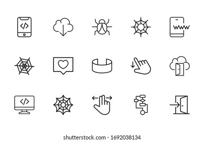 Web line icons set. Stroke vector elements for trendy design. Simple pictograms for mobile concept and web apps. Vector line icons isolated on a white background. 