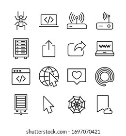 Web line icons set. Stroke vector elements for trendy design. Simple pictograms for mobile concept and web apps. Vector line icons isolated on a white background. 