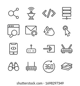 Web line icons set. Stroke vector elements for trendy design. Simple pictograms for mobile concept and web apps. Vector line icons isolated on a white background. 