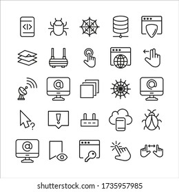 Web line icons set. Stroke vector elements for trendy design. Simple pictograms for mobile concept and web apps. Vector line icons isolated on a white background. 