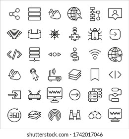 Web line icons set. Stroke vector elements for trendy design. Simple pictograms for mobile concept and web apps. Vector line icons isolated on a white background. 