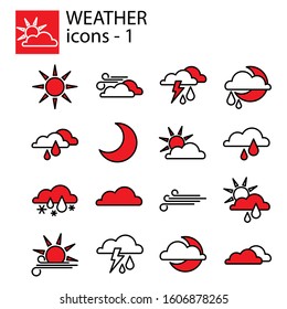 Web line set. Weather set. Weather forecast set for the site