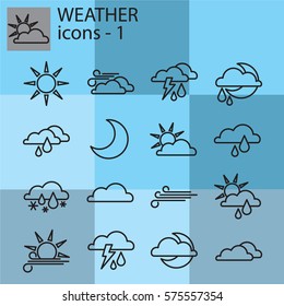 Web line set. Weather set. Weather forecast set for the site