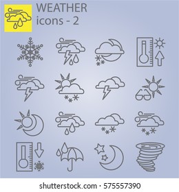 Web line set. Weather set. Weather forecast set for the site
