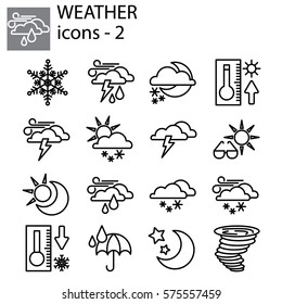 Web line set. Weather set. Weather forecast set for the site